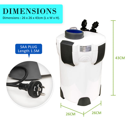 Aquarium UV Light External Canister Filter 1400L/H + Media Kit