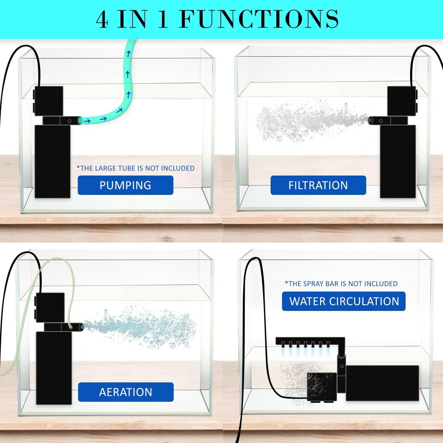 Aquarium Submersible Filter Pond Pump 600L/H 8W 1m - Mega Pet Store