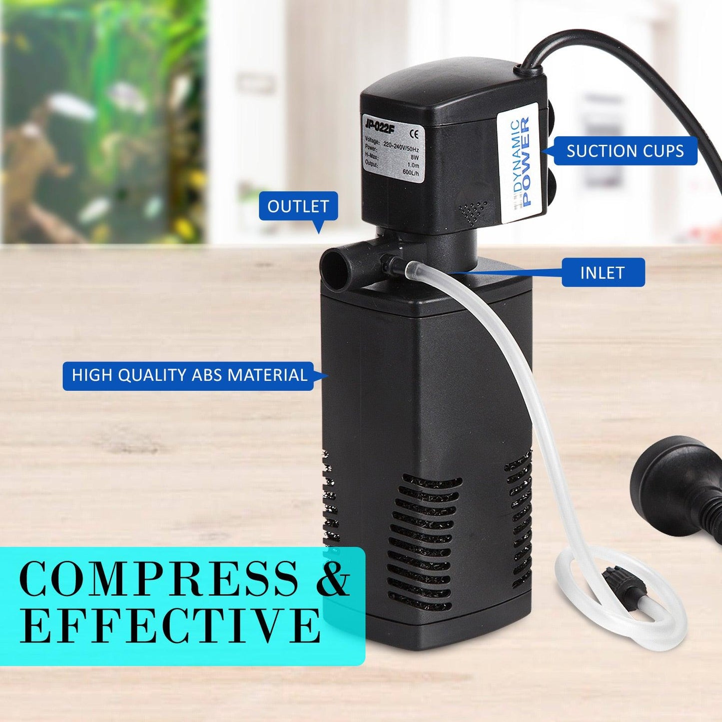 Aquarium Submersible Filter Pond Pump 600L/H 8W 1m - Mega Pet Store