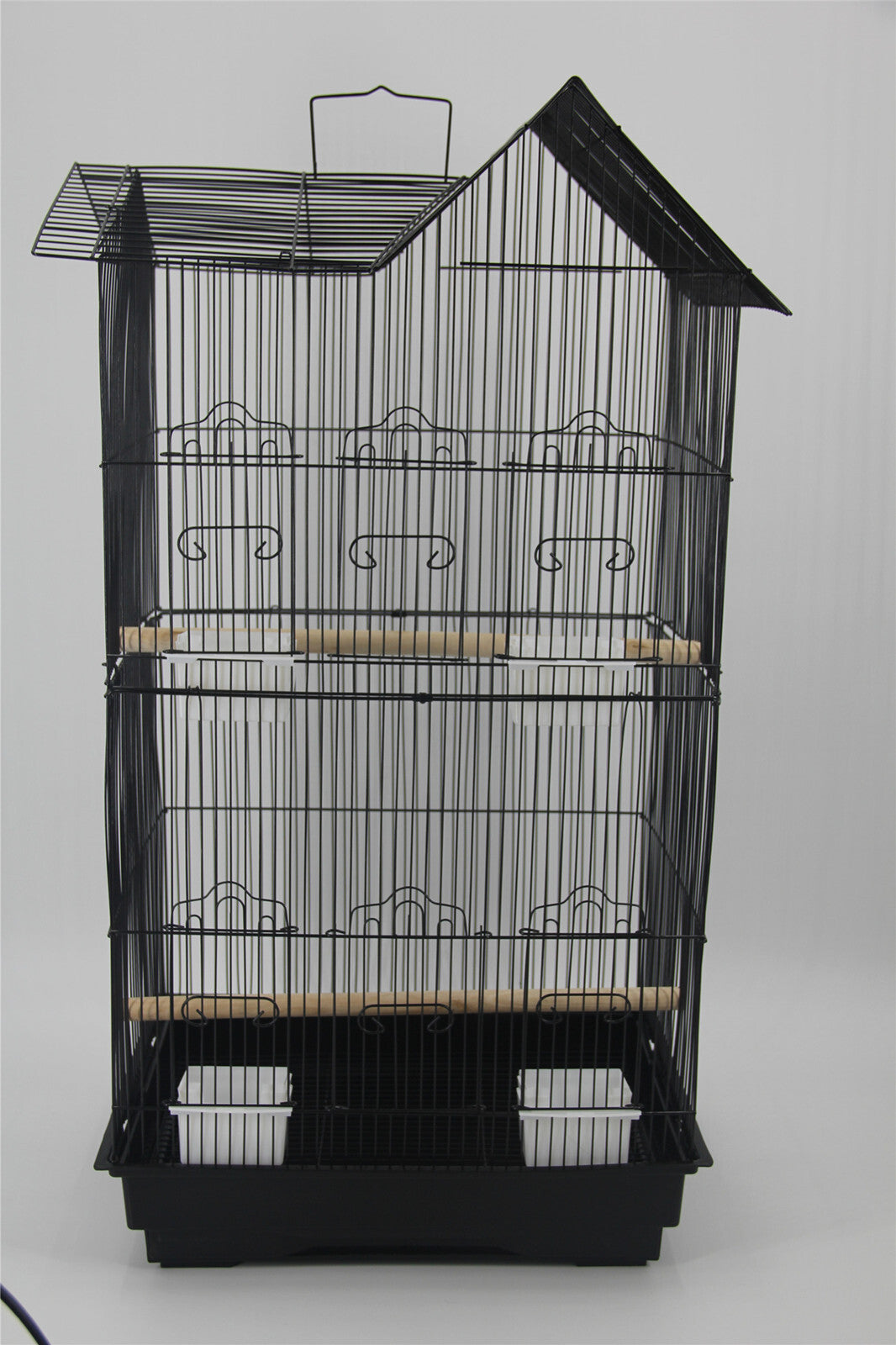 YES4PETS 4 X Medium Size Bird Cage Parrot Budgie Aviary with Perch - Black