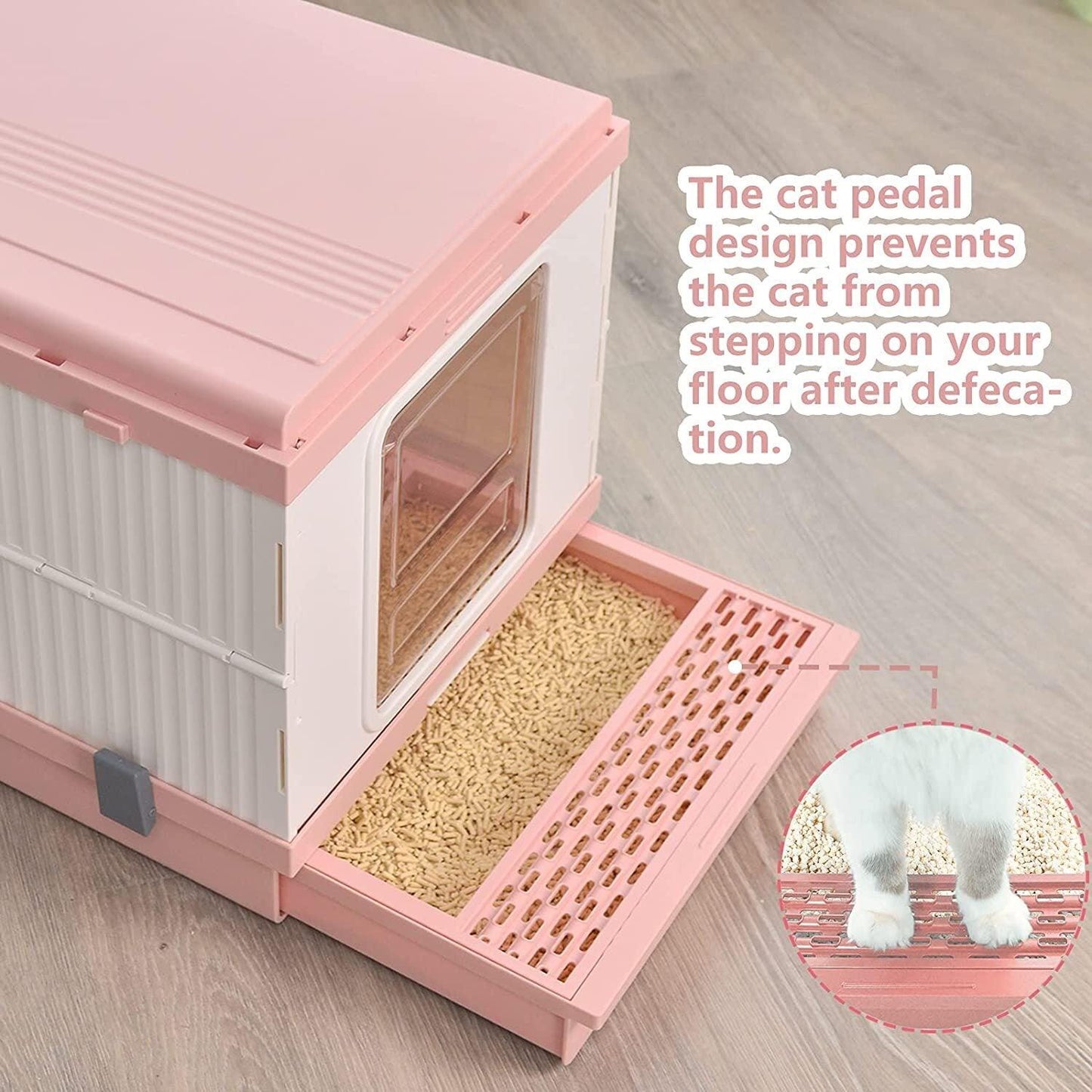 YES4PETS XL Portable Cat Toilet Litter Box Tray Foldable House with Handle and Scoop Pink - Mega Pet Store