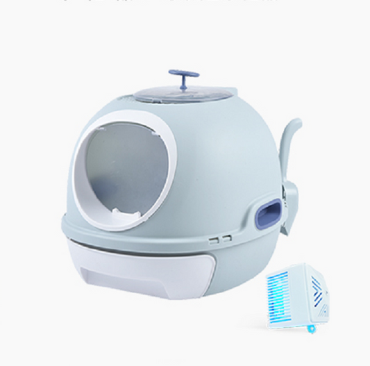 YES4PETS Cat Toilet Litter Box Tray House W Sky window Drawer Photocatalyst Purifier Blue - Mega Pet Store