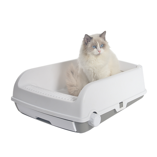 YES4PETS Large Cat Litter Tray Box Kitty Toilet with Rack Scoop Drawer-Style Cleaning Box White - Mega Pet Store