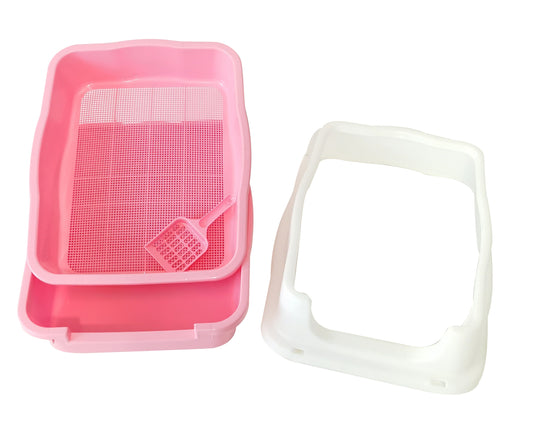 YES4PETS Large Deep Cat Kitty Litter Tray High Wall Pet Toilet Grid Tray With Scoop Pink - Mega Pet Store