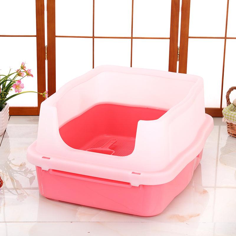 YES4PETS Large Deep Cat Kitty Litter Tray High Wall Pet Toilet Grid Tray With Scoop Pink - Mega Pet Store