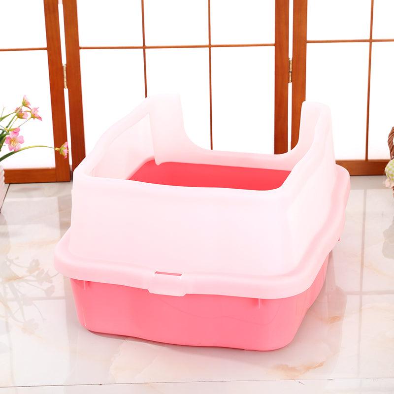 YES4PETS Large Deep Cat Kitty Litter Tray High Wall Pet Toilet Grid Tray With Scoop Pink - Mega Pet Store