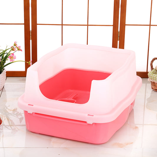 YES4PETS Large Deep Cat Kitty Litter Tray High Wall Pet Toilet Tray With Scoop Pink - Mega Pet Store