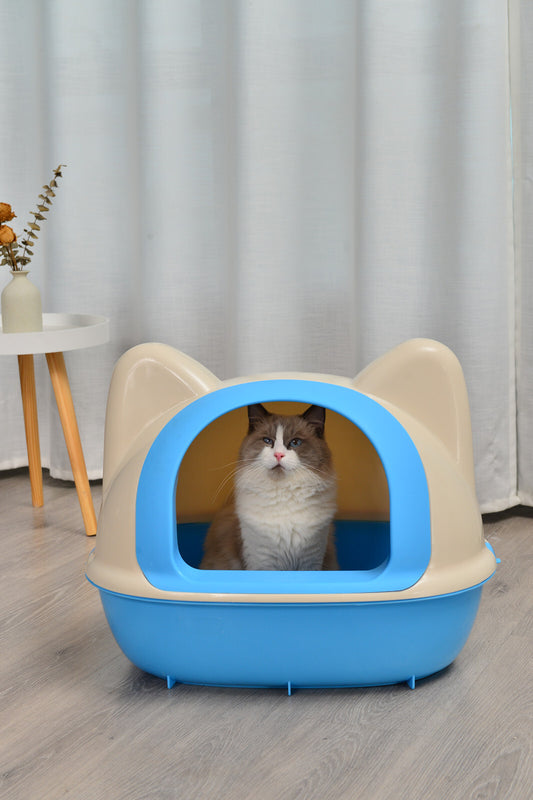 YES4PETS Large Hooded Cat Toilet Litter Box Tray House With Scoop Blue - Mega Pet Store