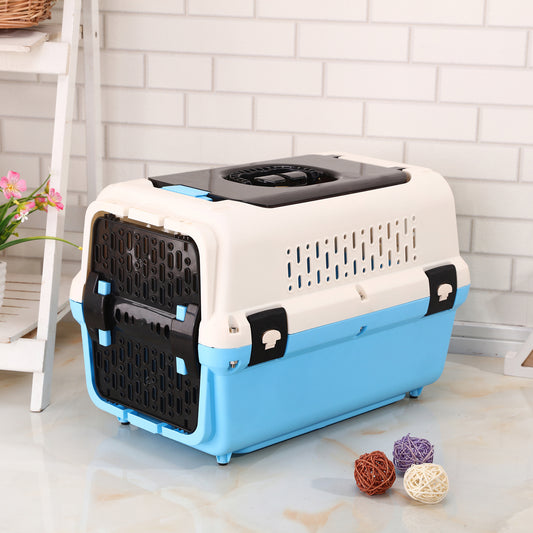 YES4PETS Large Dog Cat Crate Pet Rabbit Carrier Travel Cage With Tray & Window Blue - Mega Pet Store