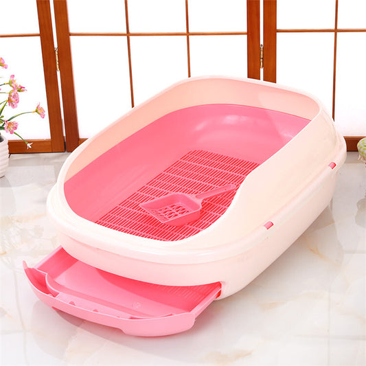 YES4PETS Large Portable Cat Toilet Litter Box Tray with Scoop and Grid Tray-Pink - Mega Pet Store