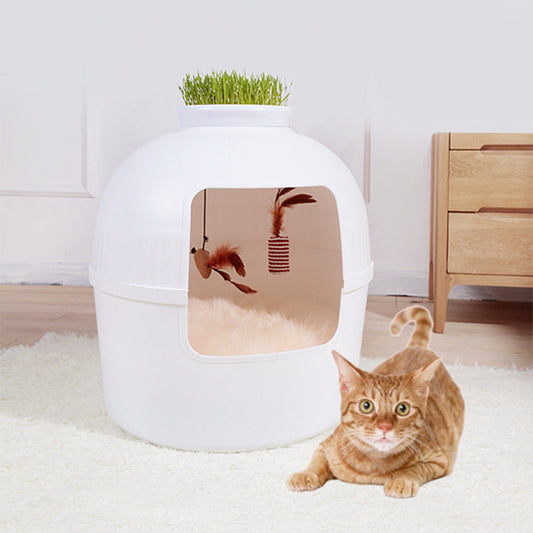 YES4PETS Multifunctional Cat Litter Box Pet Cat House Semi-Enclosed White - Mega Pet Store