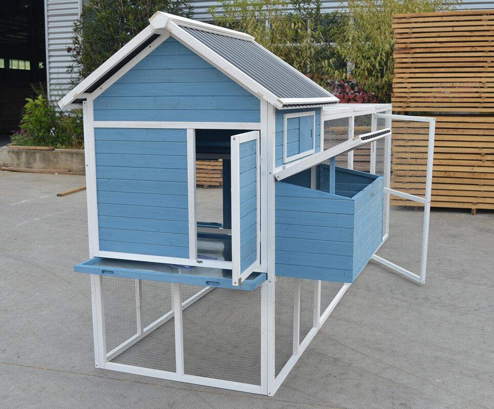 YES4PETS 371 cm Blue XXL Chicken Coop Rabbit Guinea Pig Hutch Ferret Hen Cat Kitten House - Mega Pet Store