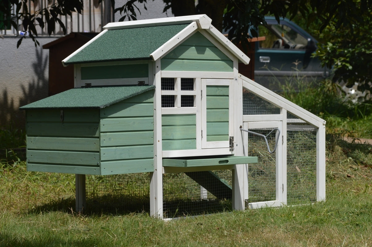 YES4PETS Green Small Chicken coop with nesting box for 2 Chickens / Rabbit Hutch