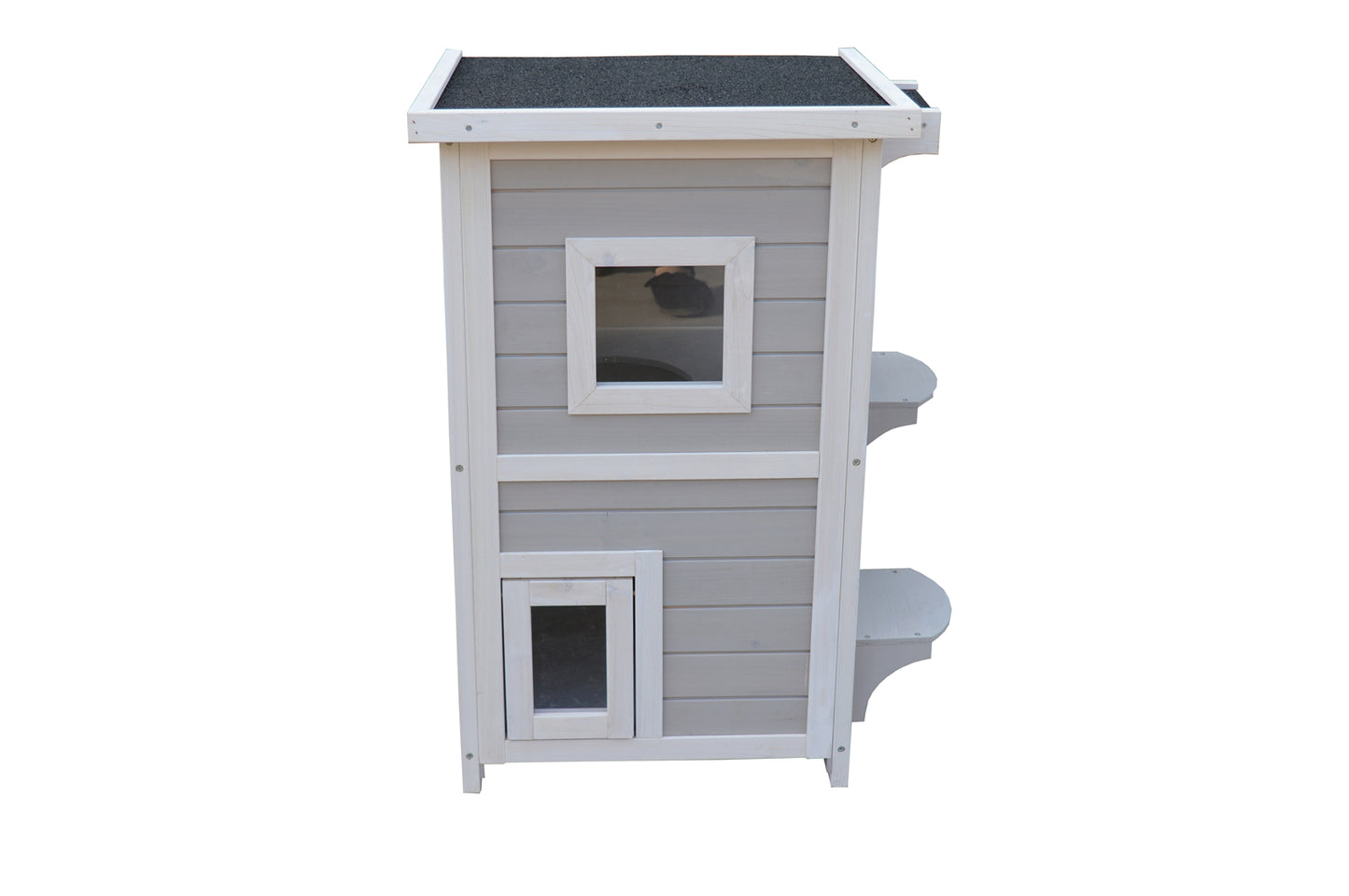 YES4PETS 2 Story Cat Shelter Condo with Escape Door Rainproof Kitty House