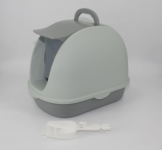 YES4PETS Portable Hooded Cat Toilet Litter Box Tray House with Handle and Scoop Grey - Mega Pet Store