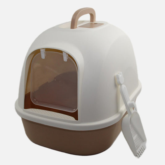 YES4PETS Portable Hooded Cat Toilet Litter Box Tray House with Handle and Scoop Brown - Mega Pet Store