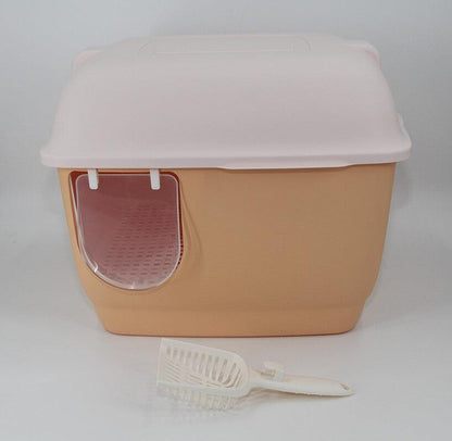 YES4PETS XL Portable Hooded Cat Toilet Litter Box Tray House with Handle and Scoop Brown - Mega Pet Store