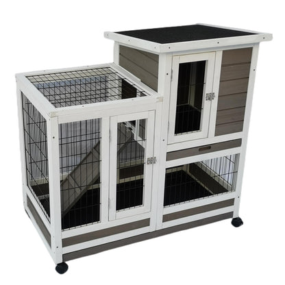 YES4PETS Rabbit Hutch Cat House Cage Guinea Pig Ferret Cage With Wheels - Mega Pet Store