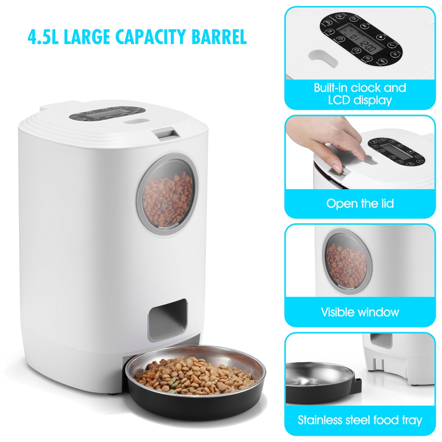 YES4PETS 4.5L Visible Automatic Digital Pet Dog Cat Feeder Food Bowl Dispenser - Mega Pet Store