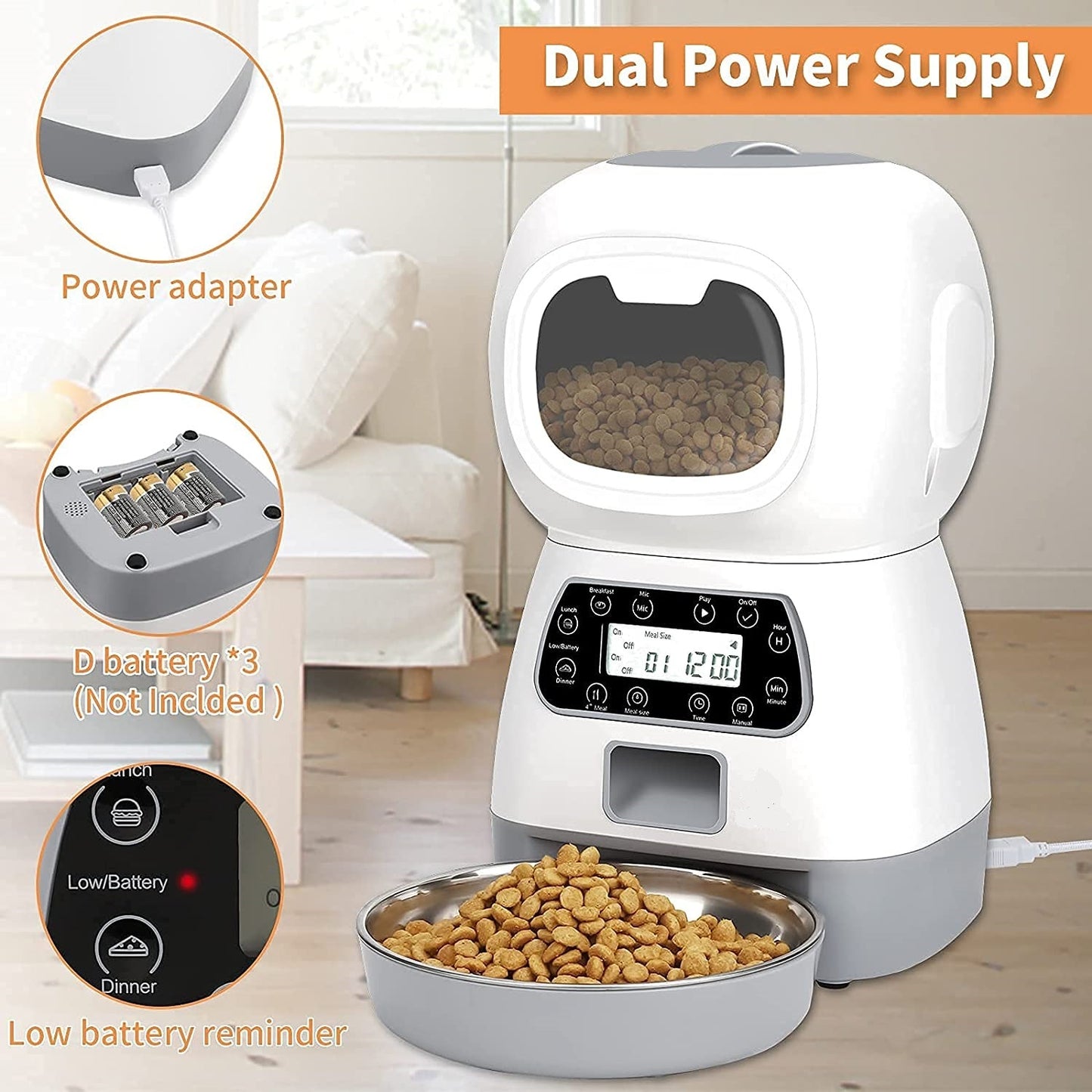 YES4PETS 3.5L Visible Automatic Digital Pet Dog Cat Feeder Food Bowl Dispenser - Mega Pet Store