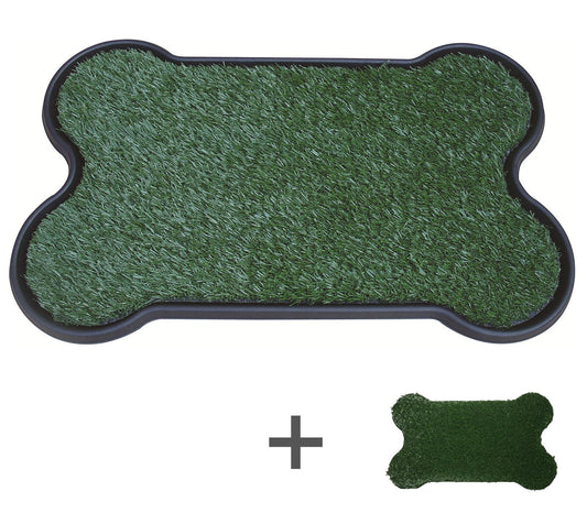 YES4PETS Dog Puppy Toilet Grass Potty Training Mat Loo Pad Bone Shape Indoor with 2 grass - Mega Pet Store