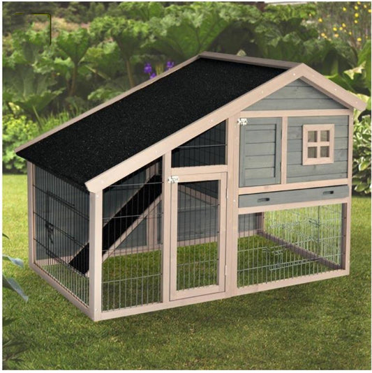 YES4PETS Grey Chicken Coop Rabbit Hutch Ferret Cage Hen Chook House - Mega Pet Store