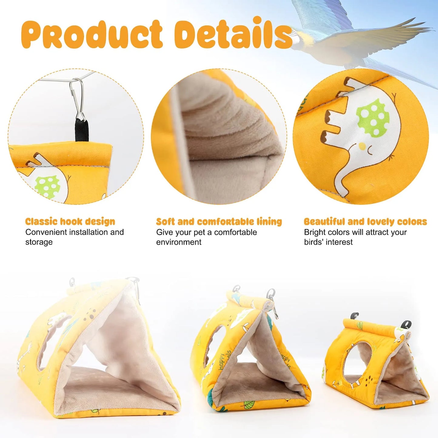 Pawfriends Bird Sleep Cotton Nest Cage Hut Pet Hammock Hang Cave Bed Parrot Warm Tent M AU