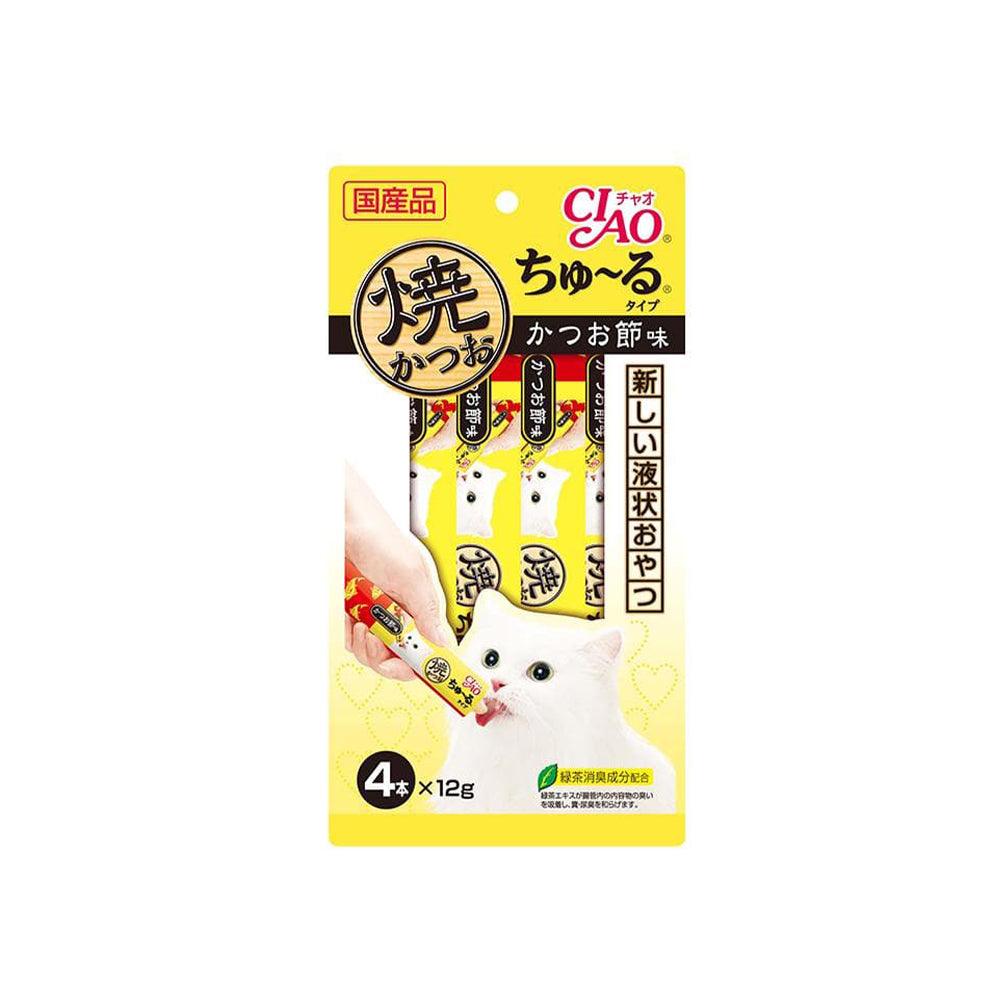 CIAO Grilled Tuna Churu Puree Dried Bonito Flavour 12G X 4 4R-104 X6 - Mega Pet Store