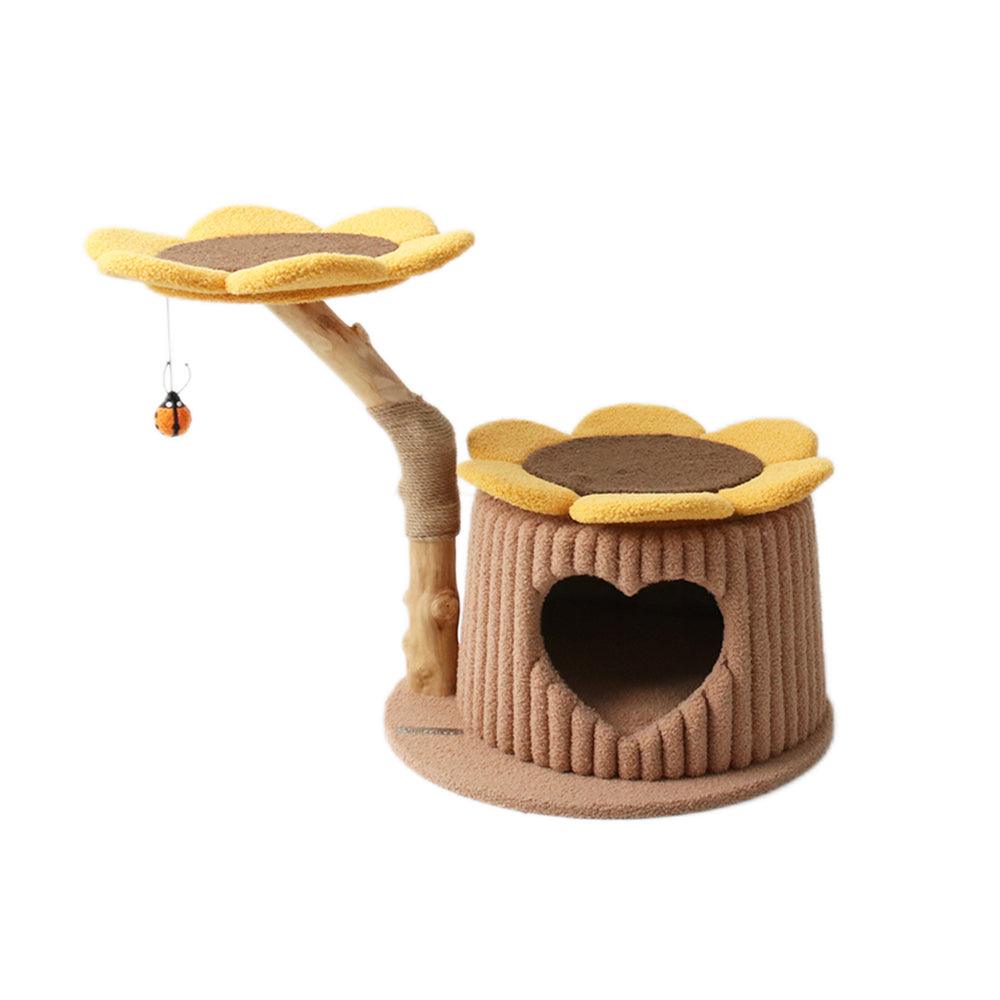 CMISSTREE Heart Shaped Cat House With Sunflower Cat Tree - Mega Pet Store