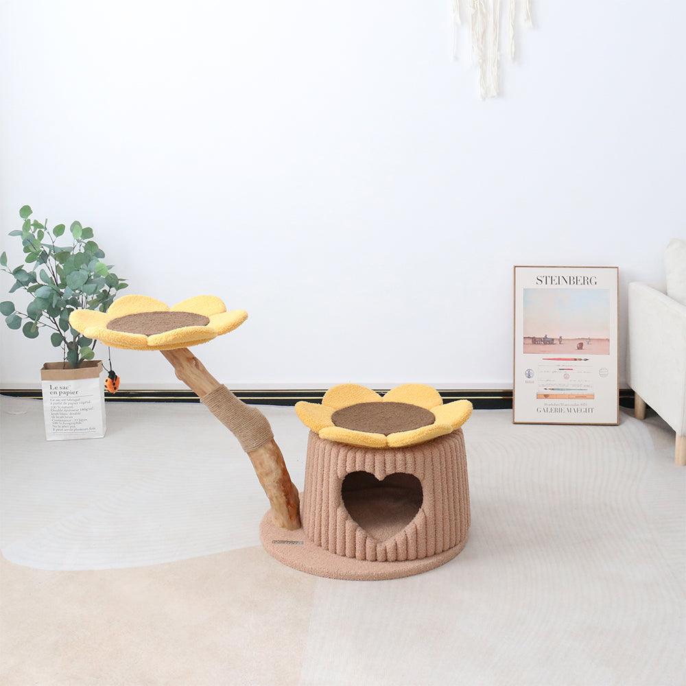 CMISSTREE Heart Shaped Cat House With Sunflower Cat Tree - Mega Pet Store