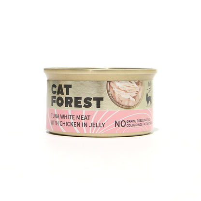 CAT FOREST Premium Tuna White Meat With Chicken In Jelly Cat Canned Food 85G X 24