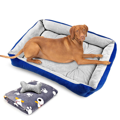 Vaka Navy Dog Bed Pet Cat Calming Floor Mat Sleeping Cave Washable Large 29701