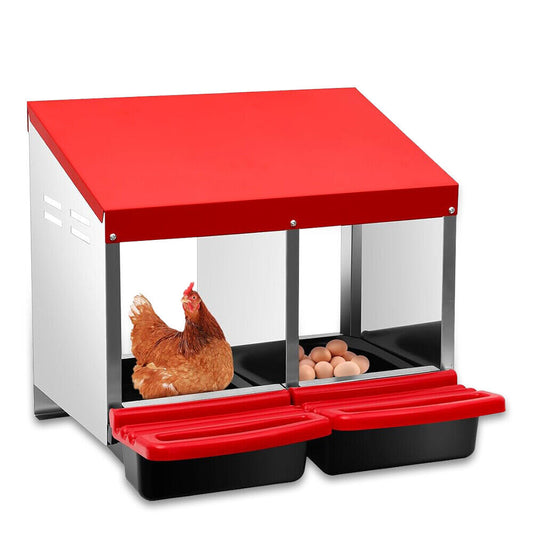 VaKa Chicken Hen Coop Hutch 2 Hole Inside Outside Roll Away Lay Egg Nesting Box - Mega Pet Store