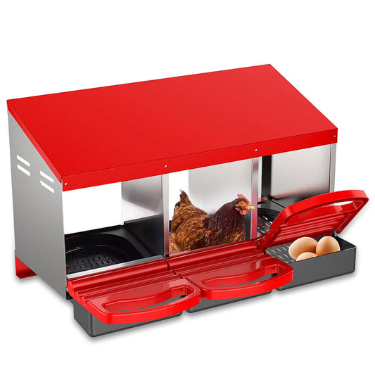 VaKa Chicken Hen Coop Hutch 3 Hole Inside Outside Roll Away Lay Egg Nesting Box - Mega Pet Store