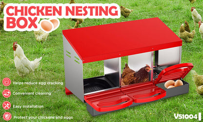 VaKa Chicken Hen Coop Hutch 3 Hole Inside Outside Roll Away Lay Egg Nesting Box