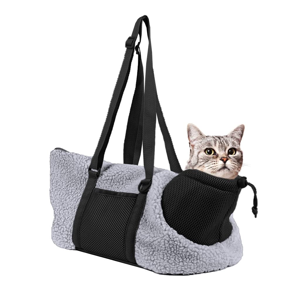 LIFEBEA Small Cat Carrier Pet bag: Comfy Shoulder Bag with Adjustable Strap for Small Dogs, Puppies, Kittens Up to 3kg /6.6 lbs - Grey - Mega Pet Store