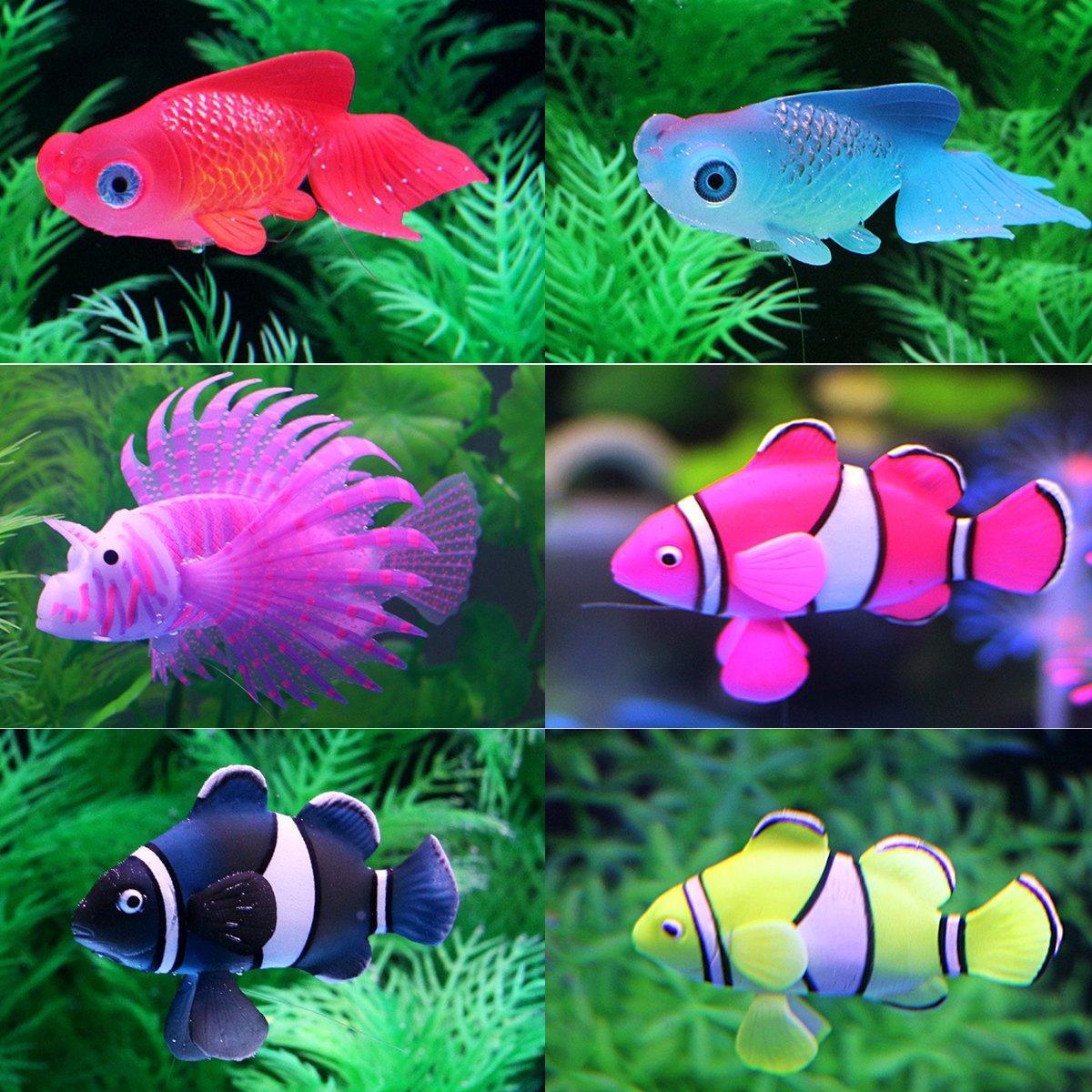 2PCS Artificial Betta Fish Aquarium Decorations Silicone Floating Moving Fish - Sky Blue Goldfish