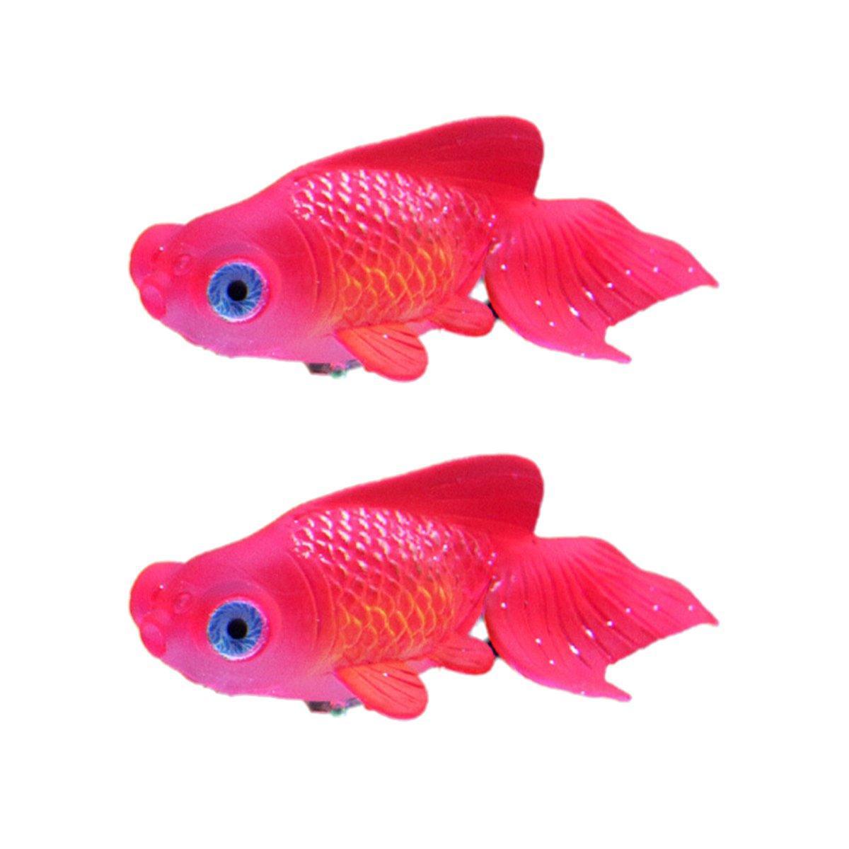 2PCS Artificial Betta Fish Aquarium Decorations Silicone Floating Moving Fish - Sky Blue Goldfish