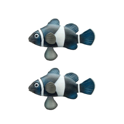 2PCS Artificial Betta Fish Aquarium Decorations Silicone Floating Moving Fish - Sky Blue Goldfish