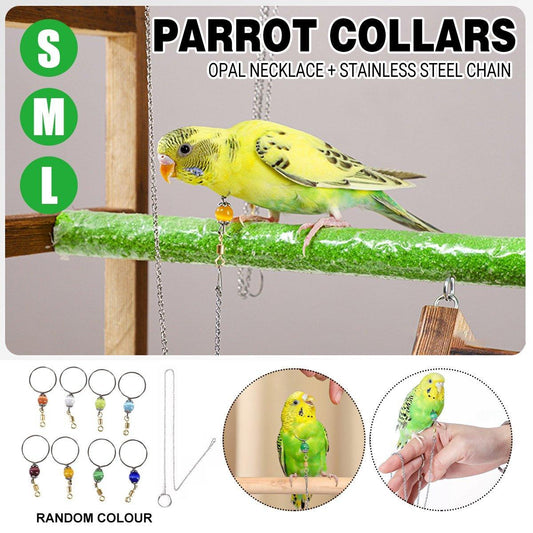 Parrot Neck Collar Stainless Steel Bird Chain Training Adjustable Bird Leash - S-Diameter 1.6cm