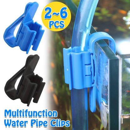 2/4/6PCS Aquarium Fish Tank Filtration Clip Water Tube Hose Clamp Holder Set - Black-2PCS
