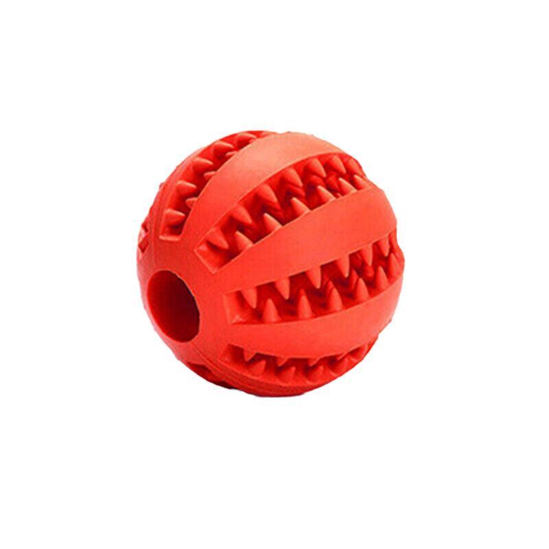 Dog Chew Toy Rubber Ball Treat Dispenser Dental Cleaning Training Play Ball - Yellow Spherical (Small)