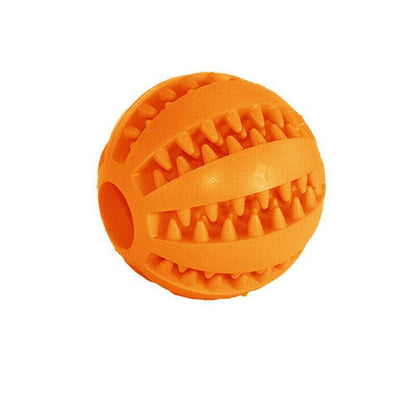 Dog Chew Toy Rubber Ball Treat Dispenser Dental Cleaning Training Play Ball - Yellow Spherical (Small)