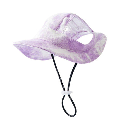Adjustable Pet Hat with Cute Leaky Ears Sunscreen Fisherman Hat Four Seasons Use - Orange Red - M