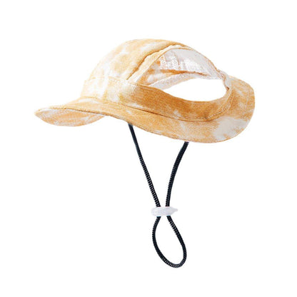 Adjustable Pet Hat with Cute Leaky Ears Sunscreen Fisherman Hat Four Seasons Use - Orange Red - S