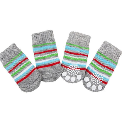Non Slip Pet Socks for Dogs and Cats Knitted Paw Protector with Grips L Size - Yellow ducklings