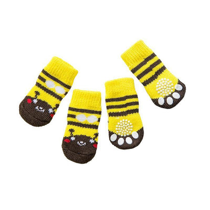 Dog Socks Non-Slip Grip Slip Anti-Slip - Puppy Cat Pet Shoes Slippers S Size - Red Heart