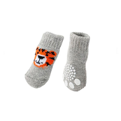Dog Socks Non-Slip Grip Slip Anti-Slip - Puppy Cat Pet Shoes Slippers M Size - Red Heart