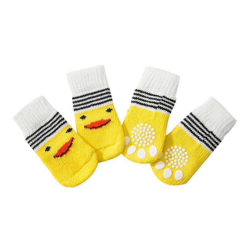 Non Slip Pet Socks for Dogs and Cats Knitted Paw Protector with Grips L Size - Red Heart