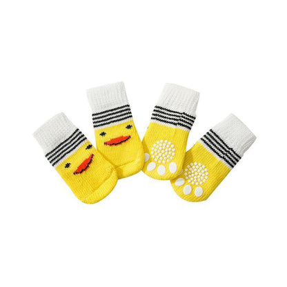 Dog Socks Non-Slip Grip Slip Anti-Slip - Puppy Cat Pet Shoes Slippers S Size - Black colour dots